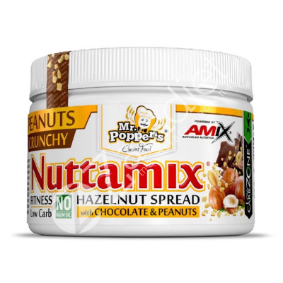 CREMA DE CHOCOLATE Y AVELLANAS PROTEICA NUTTAMIX CON CACAHUETES CRUJIENTES 250G - AMIX