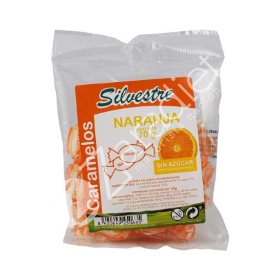 CARAMELOS SIN AZÚCAR 70G NARANJA - SILVESTRE
