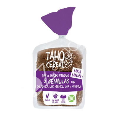 PAN MOLDE INTEGRAL 5 SEMILLAS MASA MADRE BIO 400G - TAHO