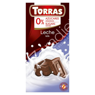 CHOCOLATE CON LECHE SIN AZÚCAR 75G - TORRAS