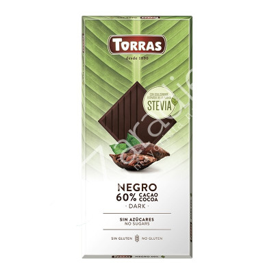 CHOCOLATE NEGRO 60% CON STEVIA 100G - TORRAS