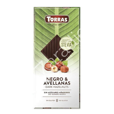 CHOCOLATE NEGRO AVELLANAS CON STEVIA 125G - TORRAS