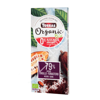 CHOCOLATE BIO SIN AZÚCAR NEGRO 79% CRIOLLO FORASTERO - TORRAS