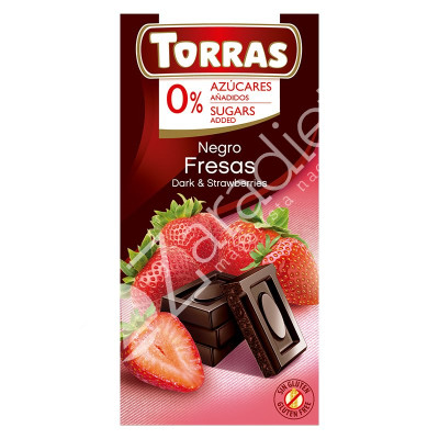 CHOCOLATE NEGRO CON FRESA SIN AZÚCAR 75G - TORRAS