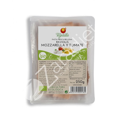 RAVIOLIS MOZZARELLA SIN LACTOSA Y TOMATES BIO 250G