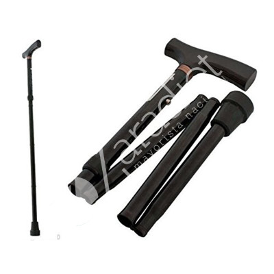 BASTON ALUMINIO PLEGADO REGULABLE NEGRO 1UD
