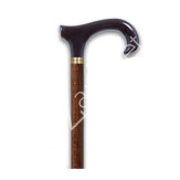 BASTON PALO HAYA PUÑO METACRILATO NEGRO CURVO DORADA