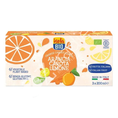 ZUMO NARANJA, ZANAHORIA, LIMON BIO PACK 3X200ML - ISOLA