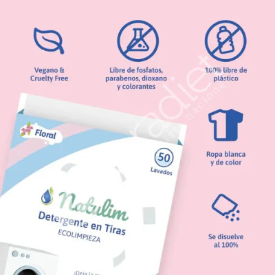 DETERGENTE EN TIRAS FLORAL CAJA 40 LAVADOS - NATULIM