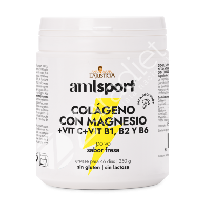 COLÁGENO CON MAGNESIO + VITAMINA C + VITAMINA B1 FRESA 350G POLVO- AMLSPORT