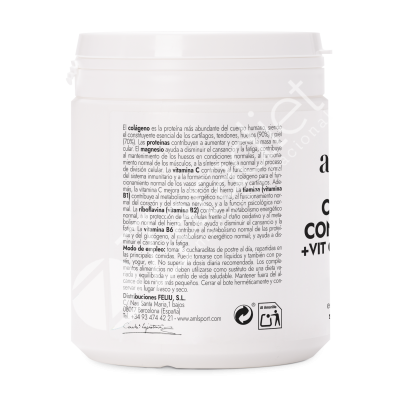 COLÁGENO CON MAGNESIO + VITAMINA C + VITAMINA B1 FRESA 350G POLVO- AMLSPORT